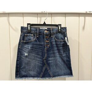 Old Navy Girl’s Distressed Button Fly Denim Mini Skirt Raw Edge Large 10-12 NWT